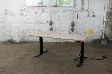 Elektrisch zit-sta bureau 160x80 – Robson eiken – zwart, Zit-sta bureau, Gebruikt, Verzenden, Overige merken
