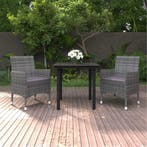 vidaXL 3-delige Tuinset met kussens poly rattan en glas, Tuin en Terras, Tuinsets en Loungesets, 2 zitplaatsen, Nieuw, Tuinset