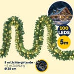 Kerstguirlande Groen , slinger, kerstslinger 5mtr 100xLED..., Verzenden, Nieuw