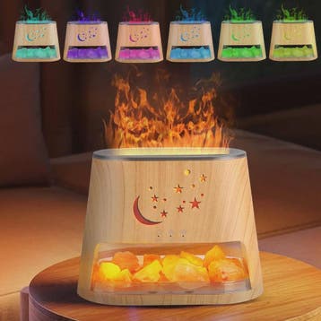 2-in-1 Aroma Diffuser met Himalayazout Lamp & Vlam Effect -, Verzenden, Nieuw