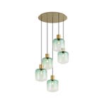 Hotel Chique hanglamp messing met blauw en groen glas, Verzenden, Nieuw, Hotel chique