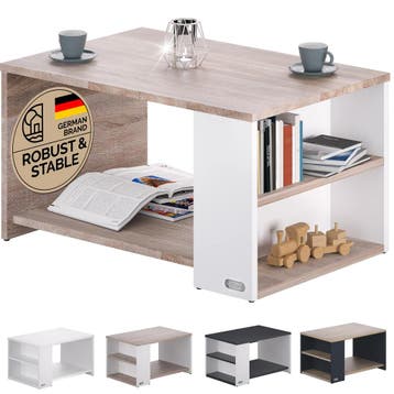 Salontafel Santa Cruz Wit/Eik 90x60x50cm (Meubelen), Huis en Inrichting, Complete inboedels, Verzenden