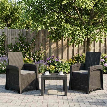 vidaXL Ligstoel in rietenlook 2 st Antracietkleurig PP, Tuin en Terras, Tuinstoelen, Verzenden, Nieuw