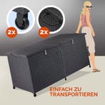 Tuinbox Polyrotan Kussenbox Zwart 150x77x73cm met Wielen, Tuin en Terras, Verzenden, Nieuw