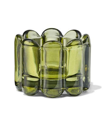 HEMA Sfeerlichthouder glas ribbel groen, Verzenden