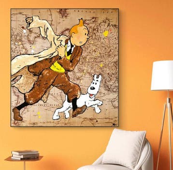 PatriciaSilvArt - TINTIN and SNOWY original acrylic painting