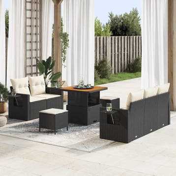 vidaXL Tuin Sofa Set 8 st Zwart poly rattan, Verzenden, Nieuw, Rotan, 8 zitplaatsen