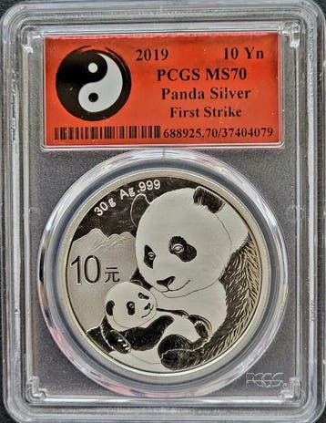 China Panda 30 gram 2019 - First Strike PCGS MS70, Verzenden, Oost-Azië, Losse munt, Zilver
