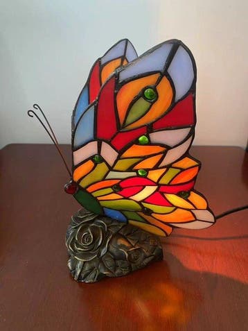 Lamp - Glas, Legering - Kleurrijke vlinder