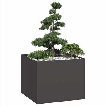vidaXL Plantenbak 100x100x80 cm staal zwart, 100 cm of meer, Verzenden, Nieuw, Metaal