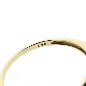 Bicolor gouden ring met diamant; 0,02 ct., Sieraden, Tassen en Uiterlijk, Ringen, Gebruikt, Overige kleuren, Ophalen of Verzenden