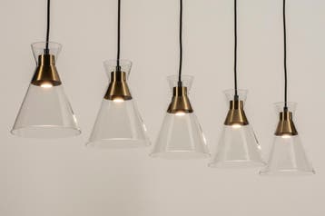 Rietveld Hanglampen - Brons, Transparant - Glas, Metaal, Verzenden, Nieuw
