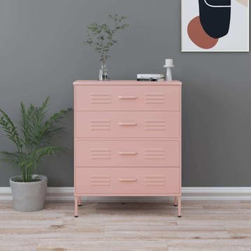 vidaXL Ladekast 80x35x101,5 cm staal roze, Kinderen en Baby's, Kinderkamer | Commodes en Kasten, Verzenden, Nieuw