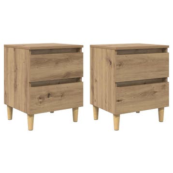vidaXL Bedkasten 2 st Artisan Eiken 40 x 35 x 50 cm Bewerkt, Minder dan 45 cm, Verzenden, Nieuw, Minder dan 55 cm