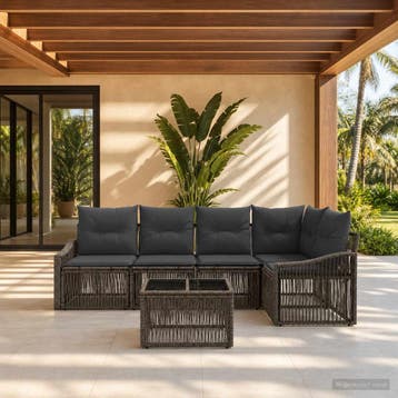 vidaXL Tuinbankenset 6 st Grijs poly rattan, Verzenden, Nieuw, 6 zitplaatsen