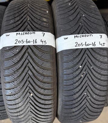 2x 205-60-16 Michelin Winter 2x 7mm €45 Per Band 205 60 16, Ophalen, Gebruikt, 16 inch, Band(en)