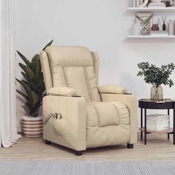 vidaXL Massagestoel elektrisch stof crèmekleurig, Sport en Fitness, Verzenden, Nieuw