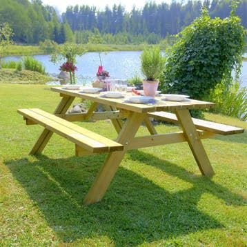 Picknickbank 180, plankdikte 42 mm, met opklapbare banken, Verzenden, Nieuw