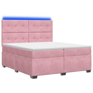 vidaXL Boxspringbed met matras Roze 200 x 200 cm Fluweel, Verzenden, Nieuw, Stof