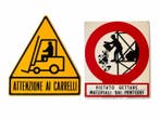 Authentiek Italiaans industrieel veiligheidsbordenpaar –, Antiek en Kunst
