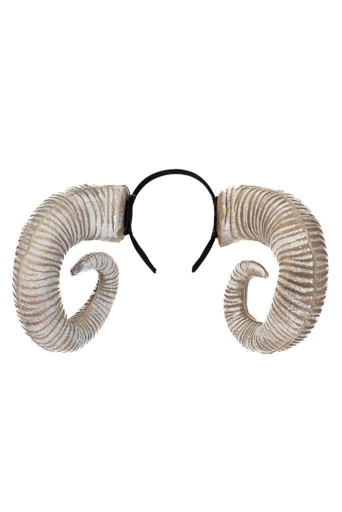 KIMU® Haarband Hoorns Wit Bruin Diadeem Demon Duivel Ram Bok, Kleding | Dames, Carnavalskleding en Feestkleding, Accessoires, Nieuw