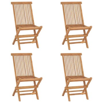 vidaXL Klapstoelen 4 stuks van massief teakhout, Verzenden, Nieuw