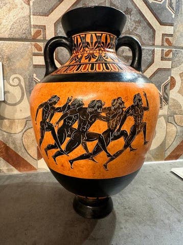 Vaas - Terracotta - Met de hand beschilderd Grieks Panath