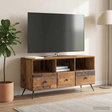 vidaXL TV-kast met lade Oud hout 102 x 34,5 x 50 cm Bewerkt, Minder dan 50 cm, Verzenden, Nieuw, Minder dan 100 cm