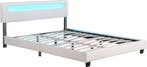 2dekans | Gestoffeerd Bed Paris - 180 x 200 cm - Wit - LED, Ophalen of Verzenden, Zo goed als nieuw, Wit