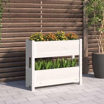vidaXL Plantenbak 77x25x66 cm massief grenenhout wit, Tuin en Terras, Verzenden, Nieuw, 60 tot 100 cm, 60 cm of meer