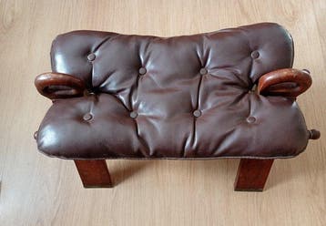 Kruk - leer hout - Voetsteun bult kameel