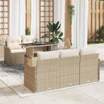 vidaXL Tuin Sofa Set met kussen met kussen 6 pcs Beige Poly, Verzenden, Nieuw, Rotan, 6 zitplaatsen