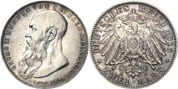 2 Mark 1915 Sachsen-meiningen Georg Ii 1866-1914, Verzenden