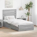 vidaXL Bedframe Grijs Sonoma en Zilver 75 x 190 cm Bewerkt, Verzenden, Nieuw, Grijs, Hout