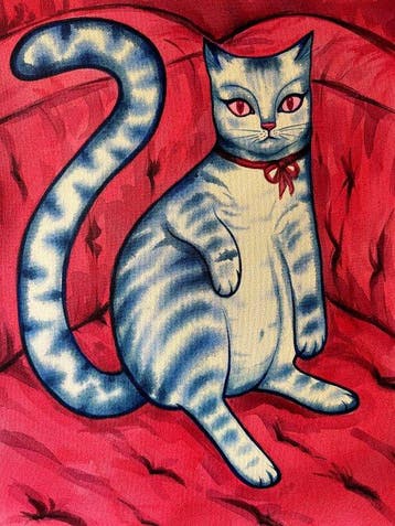 Niurka Moreno Leyva - Cat with red ribbon NO Reserve