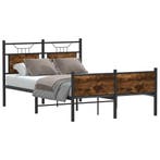 vidaXL Bedframe zonder matras hout gerookt eikenkleurig, Huis en Inrichting, Slaapkamer | Bedden, Bruin, Verzenden, Nieuw, 190 cm of minder
