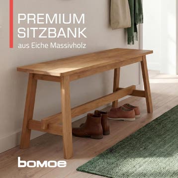 bomoe Houten bank FSC® eikenhout massief geolied zitbank tot, Verzenden, Zo goed als nieuw