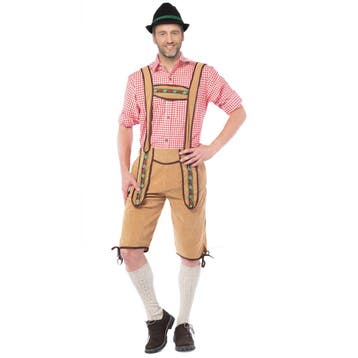 Oktoberfest overknee lederhose licht bruin voor heren - Le.., Ophalen of Verzenden, Nieuw