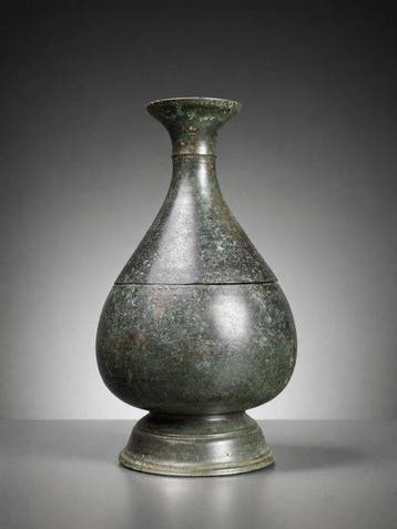 Oud-Khmer Brons Vaas - 22 cm - rituele vaas, Antiek en Kunst