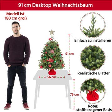 2dekans | Yaheetech Kunstkerstboom Mini – 61 cm – Voorzien, Ophalen of Verzenden, Zo goed als nieuw