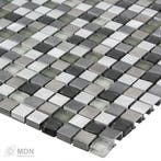 Geborsteld RVS met glas mozaiek zwart mix 30x30, Verzenden, Nieuw