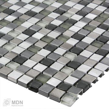 Geborsteld RVS met glas mozaiek zwart mix 30x30, Verzenden, Nieuw