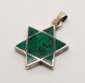 925 sterlingzilver - Davids Joodse Ster - Judaica - Groene