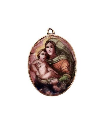 9 kt. - Geel goud - Hanger - Religieuze emaille hanger -