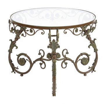 Salontafel - Metaal, Glas - Belle Époque, Antiek en Kunst