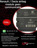 Airbag Module Reparatie Renault/Dacia geen geen communicatie, Auto-onderdelen, Ophalen of Verzenden, Gereviseerd, Dacia