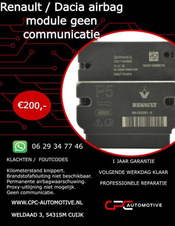Airbag Module Reparatie Renault/Dacia geen geen communicatie, Ophalen of Verzenden, Gereviseerd, Dacia
