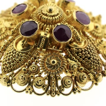 22 karaat gouden Oosterse hanger/broche met robijn, Sieraden, Tassen en Uiterlijk, Broches, Gebruikt, Overige kleuren, Ophalen of Verzenden