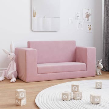 vidaXL Kinderslaapbank 2-zits zacht pluche roze, Verzenden, Nieuw