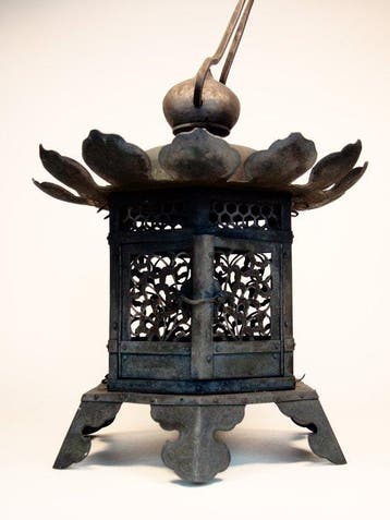 Japanese Antique Large Hexagonal Temple Lantern with